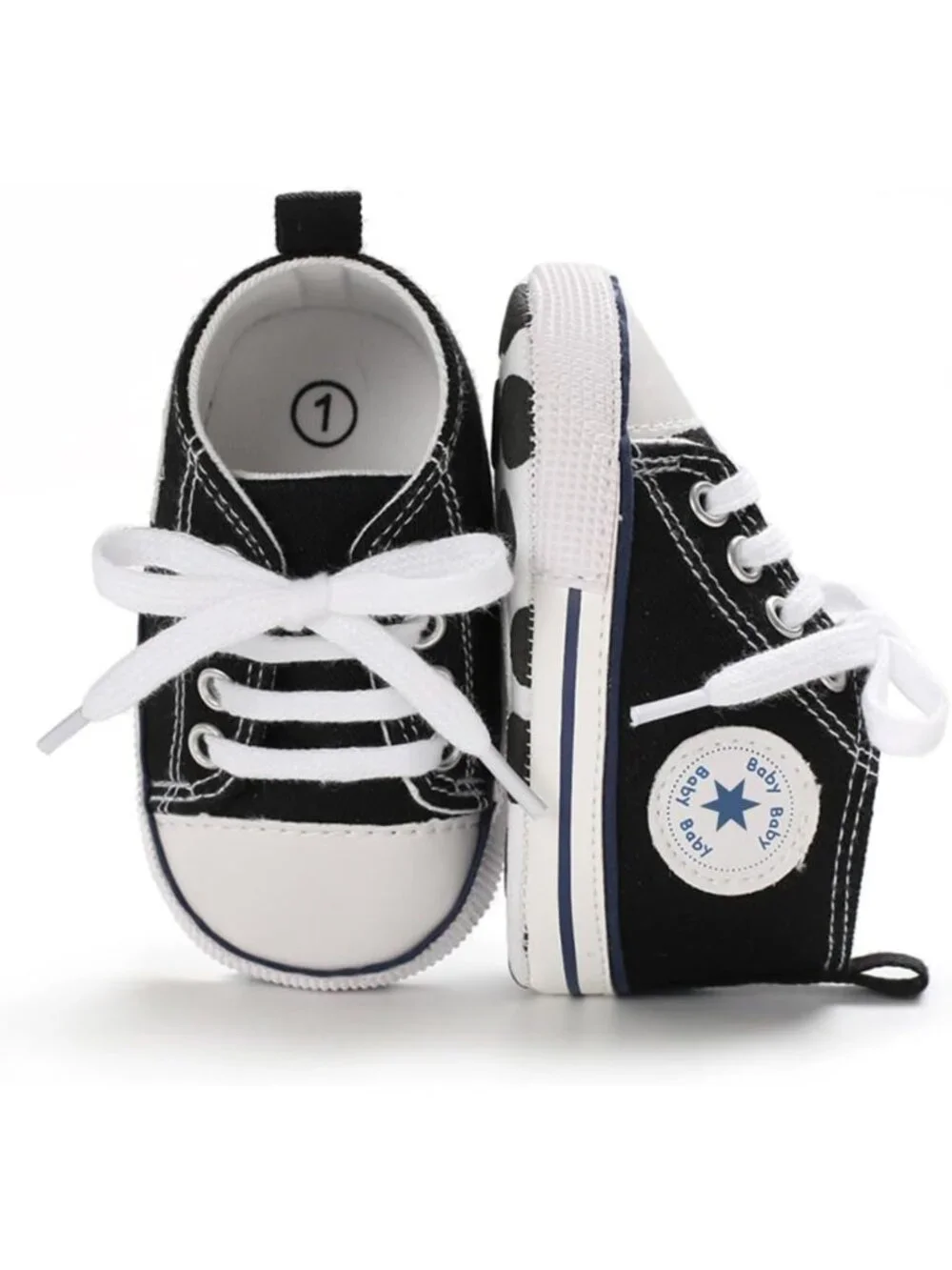 Unisex Infant High Top Sneakers - Non-Slip Denim Baby Shoes for First Walkers